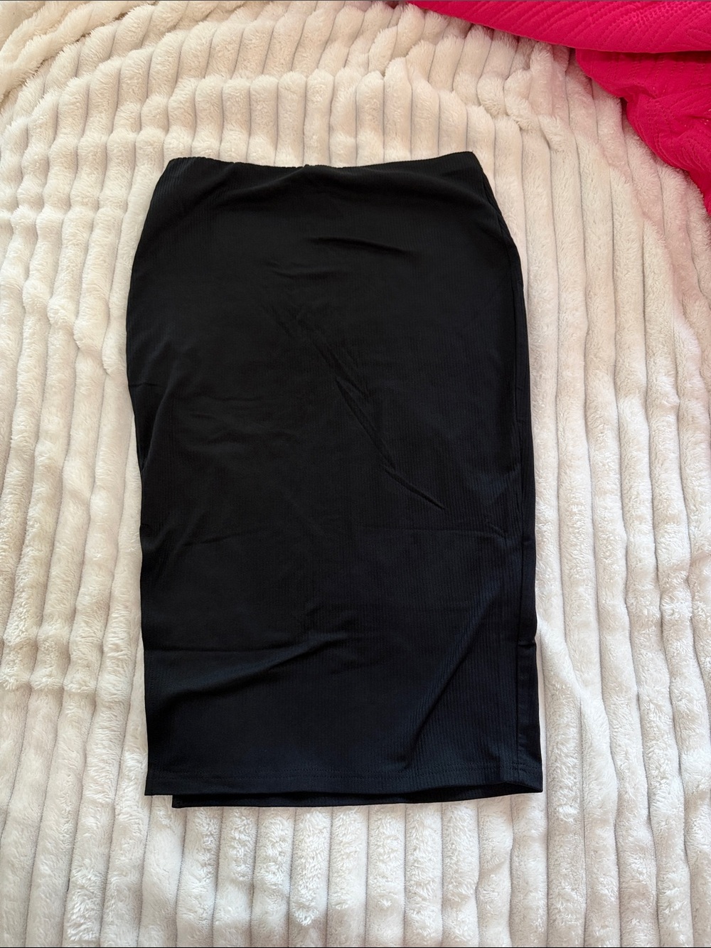 SHEIN Black Ribbed Pencil Skirt